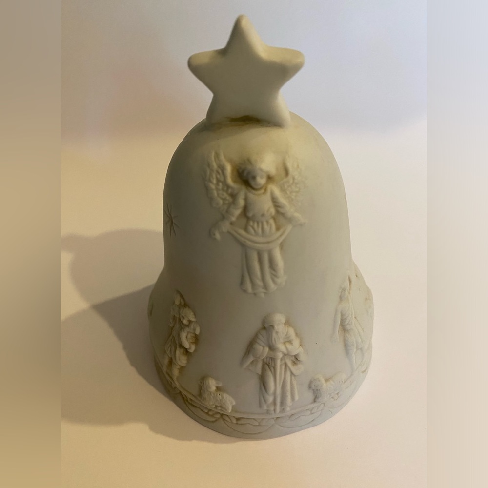 Vintage Bisque Christmas Bell by Roman, Inc